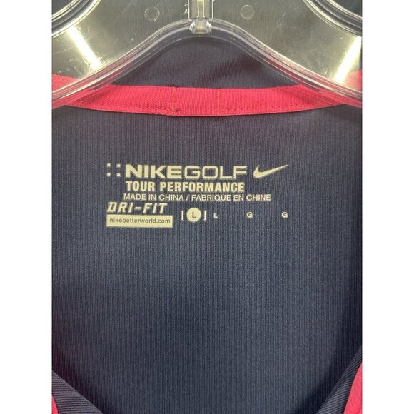 Nike Golf Tour Performance Mens Polo Large Dri-Fit Blue Black Pink Multicolor - Picture 4 of 6